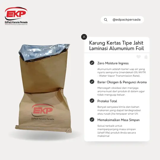 Karung Kertas Tipe Jahit Laminasi Aluminium Foil