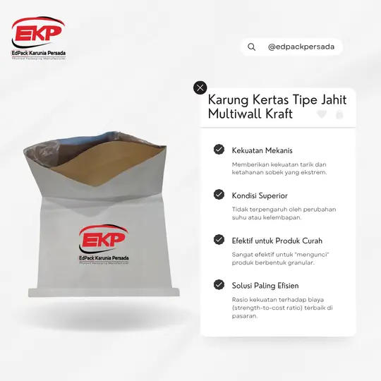 Karung Kertas Tipe Jahit Multiwall Kraft - Utama